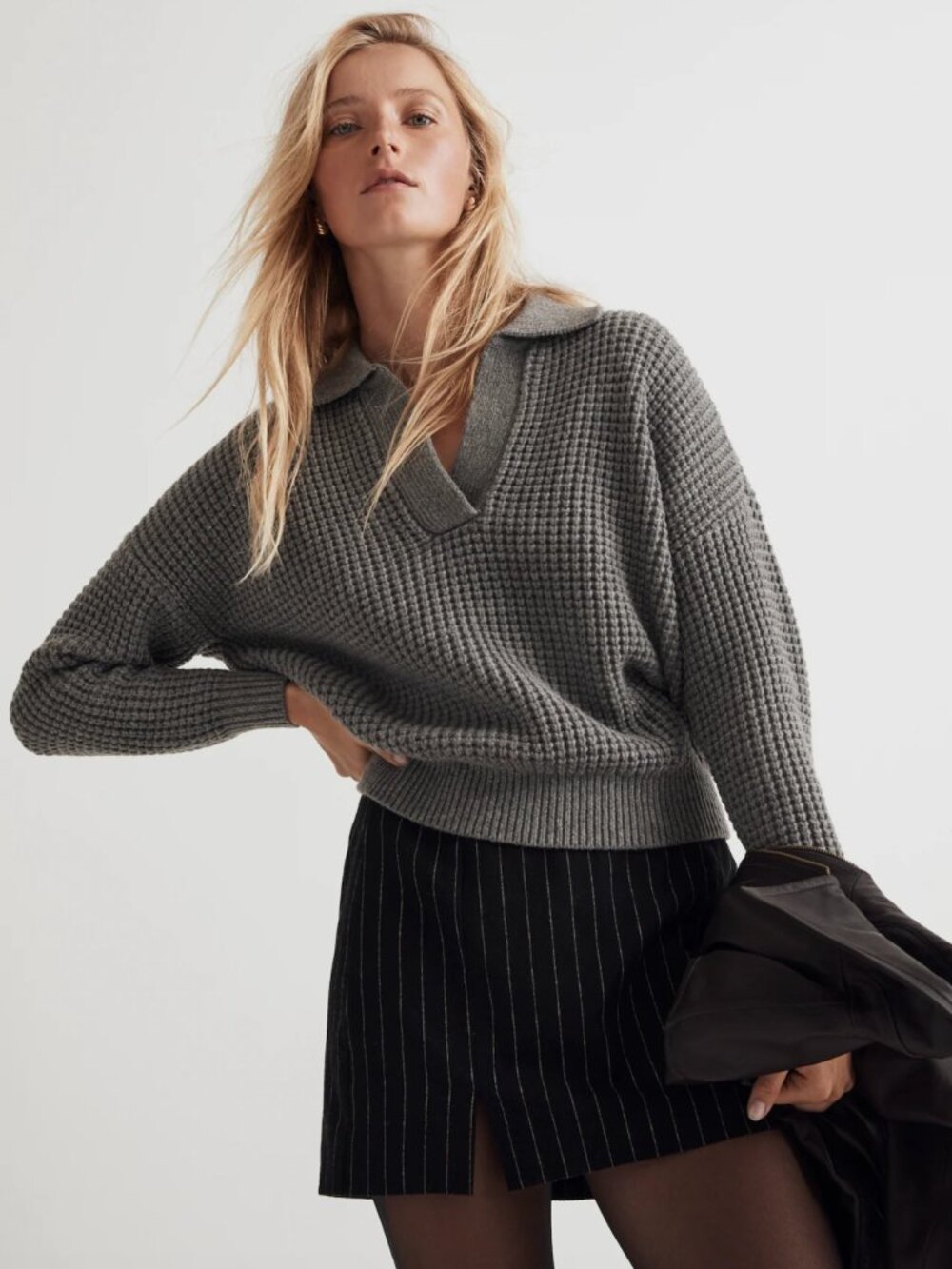 Madewell Waffle-Knit Henley Sweater